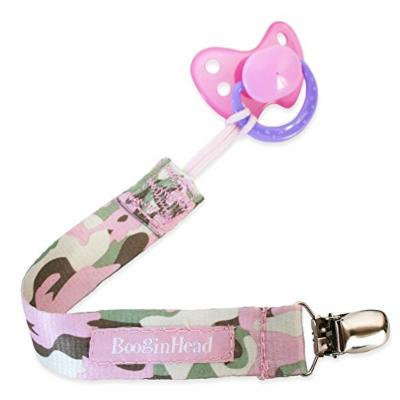 Booginhead PaciGrip Pacifier Holder with BONUS Microwave Reusable Sterilizer Bag, Girl Camo