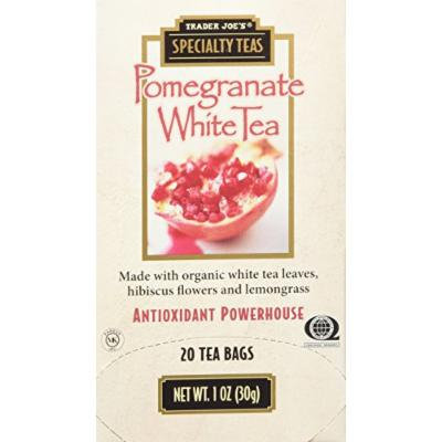 Trader Joe's Speciality Pomegranate White Tea Made with Organic White Tea Leaves,hibiscus Flowers and Lemongrass 20 Tea Bags