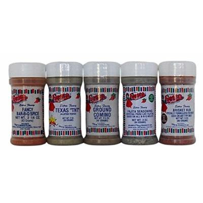 Bolner's Fiesta Extra Fancy Texas Style Barbeque Seasoning 5 Flavor Variety Bundle: (1) Fajita Seasoning, (1) Texas Style BBQ Seasoning, (1) Brisket Rub, (1) Cumin, and (1) Texas