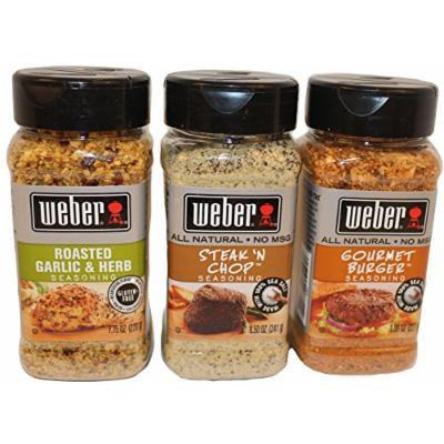 Weber 3 Pack Seasonings Bundle (7.75 oz Roasted Garlic & Herb, 8.5 oz Steak & Chop, & 8 oz Gourmet Burger)