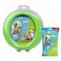 Kalencom 2 in 1 Potette Plus Portable Potty-Toilet Training Seat, Green with 30 Potty Liners Set