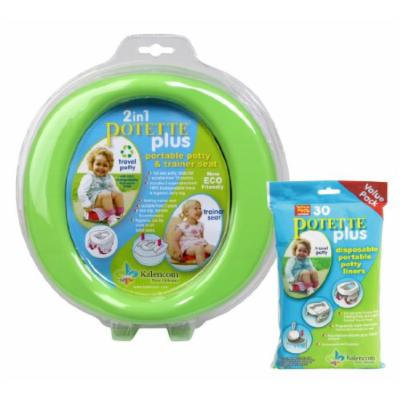 Kalencom 2 in 1 Potette Plus Portable Potty-Toilet Training Seat, Green with 30 Potty Liners Set