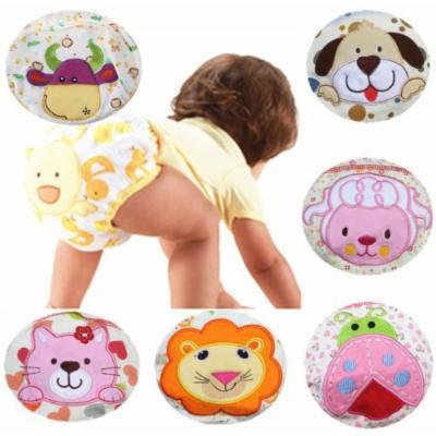 E-Tribe Kids Baby Girl Boy Pee Potty Training Pants Washable Cloth Diaper Nappy Underwear (M (fit for 6-15momths), Cute sheep)