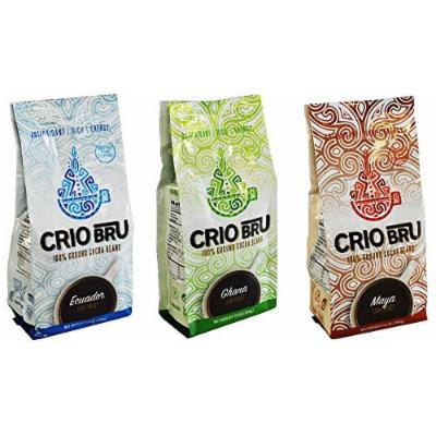 Crio Bru Brewed Cocoa 100% Roasted and Ground Cocoa Beans Variety Pack of 3