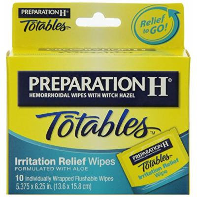Preparation H Wipes, Totables, 10 Count Pack of 6