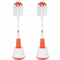 OXO Tot Bottle Brush with Nipple Cleaner and Stand, 2 Pack - Orange