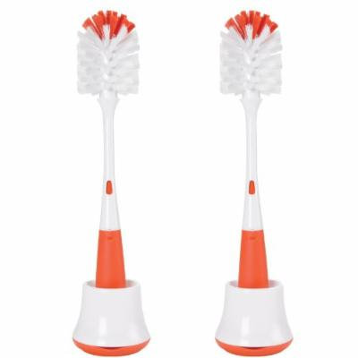 OXO Tot Bottle Brush with Nipple Cleaner and Stand, 2 Pack - Orange