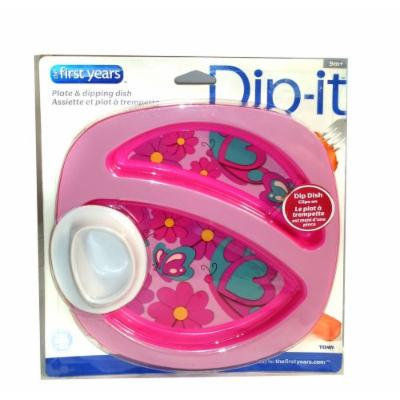 The 1st Years Dip It Pink Butterfly & Flowers Plate & Dipping Dish