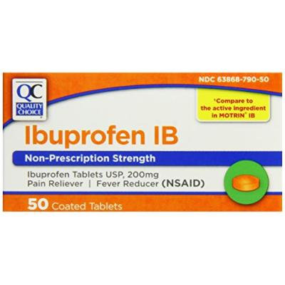 Quality Choice Ibuprofen IB 200mg. 50 Orange Coated Tablets, Boxes (Pack of 6)