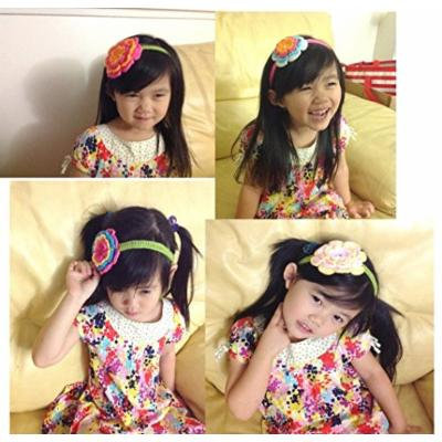 Handmade Crocheted Baby Headband PLUS A FREE GIFT BABY HAIR CLIP (DARK PINK BLUE YELLOW DARK PINK)