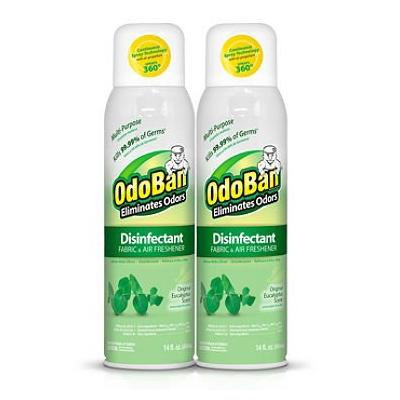 OdoBan Disinfectant Fabric and Air Freshener Spray, Eucalyptus Scent (14 Ounces, 4 Pack)