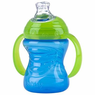 Nuby 2 Handle Super Spout No Spill Cup, Blue/Green, 8 Ounce