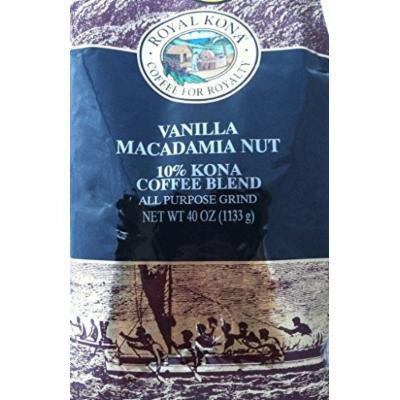 Royal Kona Brand Vanilla Macadamia Nut (10% Kona Coffee) 40 Ounces All Purpose Grind