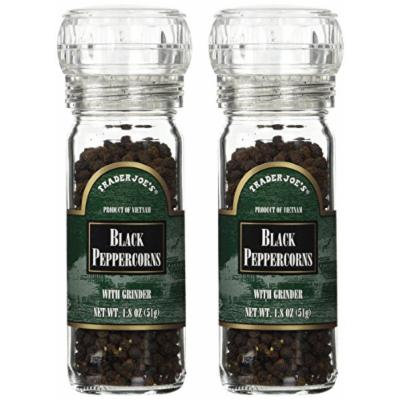 Trader Joe's Black Pepper Peppercorns with Grinder -- 2-PACK, 1.8oz