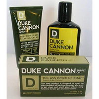 Mens Duke Cannon Grooming Bundle of 3 products; 1 6oz Superior Grade Shaving Cream, 1 10 oz Smells Like Victory Soap Bar, 1 Hard-working 2-in-1 Hair Wash