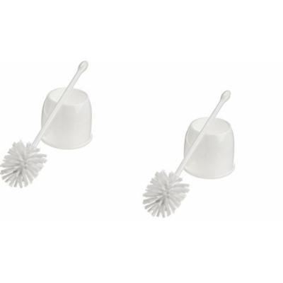 Casabella Toilet Bowl Brush with Holder Set, White Set Of 2