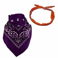 Set Of 2-Purple Paisley Bandanna and a *FREE* Orange Paisley Wire Headband CoverYourHair®