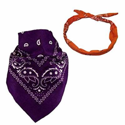 Set Of 2-Purple Paisley Bandanna and a *FREE* Orange Paisley Wire Headband CoverYourHair®