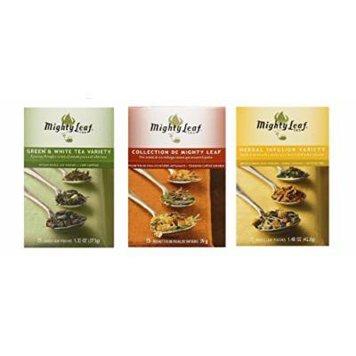 Mighty Leaf Tea Variety Pack (Pack of 3) 1 Mighty Leaf Green & White Tea Variety, 1 Mighty Leaf Tea Variety Collection , 1 Mighty Leaf Tea Herbal Infusion Variety