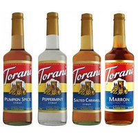 Torani Winter Favorite Syrups, Pumpkin Spice, Peppermint, Salted Caramel & Marron (Chestnut)