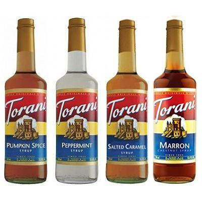 Torani Winter Favorite Syrups, Pumpkin Spice, Peppermint, Salted Caramel & Marron (Chestnut)