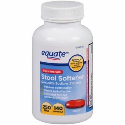Extra Strength Stool Softener Softgels, Docusate Sodium 250mg, 140 count, by Equate, Compare to Colace