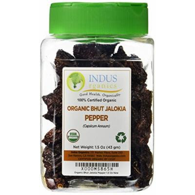 Indus Organic Authentic Indian Bhut Jolokia Chili Pepper (Ghost Pepper) Whole 1.5 Oz Jar (30-36 Peppers)