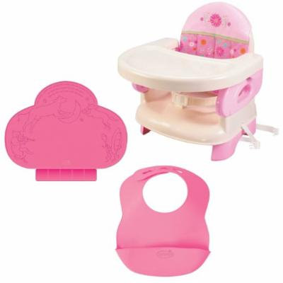 Summer Infant Pink Happiness Deluxe Comfort Booster with TinyDiner Placemat and Bibs