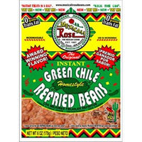 Mexicali Rose Instant Mexican Homestyle Refried Beans 6oz - 7oz Pouch (Pack of 3) (Green Chile 7oz)