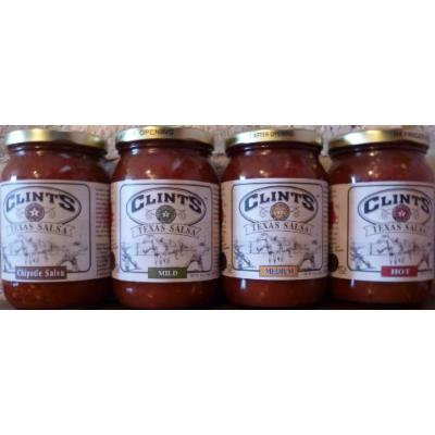 Clint's Texas Salsa Sampler 16oz Jar (Pack of 4 Different Flavors)