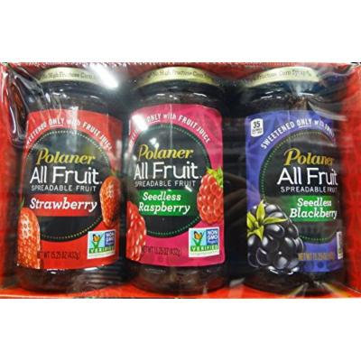 Polaner All Fruit Non-GMO Spreadable Fruit, Assorted Flavors, 15.25 oz (Pack of 3)