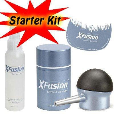XFusion Tool Kit for thinning hair with applicator bottle, Hairline Optimizer, Fiberhold Spray and XFusion Hair Fiber-AUBURN