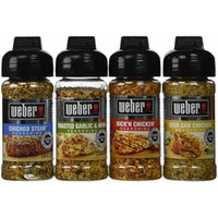 Weber Seasoning Variety 4 Flavor Pack 2.5 Oz - Kick'n Chicken - Roasted Garlic & Herbs - Chicago Steak - Gourmet Burger - All Natural Shake-on Bundle