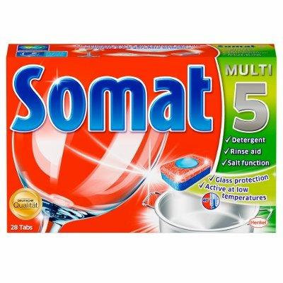Somat 5 Tabs Twin Pack - 3 in 1 Dishwasher Salt, Rinse Aid & Detergent (56 tabs)