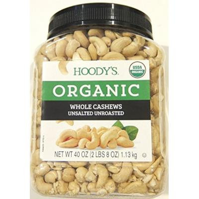 Hoody's Organic Raw Unsalted Unroasted Whole Cashews (2.5 lbs)