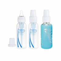 Dr. Brown's Natural Flow Standard Polypropylene Bottle (8 oz) - 3 Pack & One Blue Bonus Sleeve