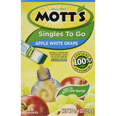 Mott's Singles-To-Go Suger Free Drink Mix Apple White Grape