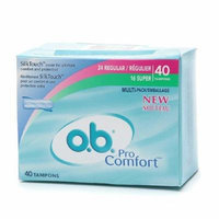 o.b. Pro Comfort Non-Applicator Tampons, Value Pack, Multi Pak 40 ea