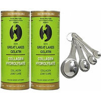 Great Lakes Gelatin, 2 Collagen Hydrolysate 16-Ounce Cans and Measuring Spoons Combo Pack