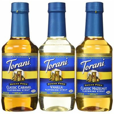 Torani Sugar Free Flavoring Syrup 3 Flavor Variety Bundle: (1) Torani Sugar Free Classic Hazelnut Syrup, (1) Torani Sugar Free Vanilla Syrup, and (1) Torani Sugar Free Classic Caramel Syrup, 12.2 Fl. Oz. Ea.