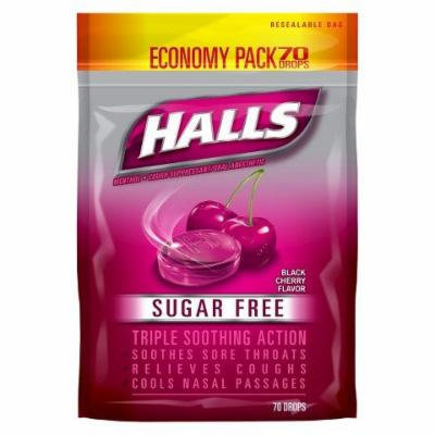 Halls Sugar Free Black Cherry Flavor Cough Drops - 70 Drops (Pack of 4)