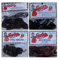 Bolner's Fiesta Extra Fancy Dried Chili Pods 4 Flavor Variety Bundle: (1) New Mexico Chili Pods, (1) Chipotle (Smoke Dried Jalapeno) Chili Pods, (1) Ancho Chili Pods, and (1) California (Mild And Flavorful) Long Red Chili Pods, 1-1.5 Oz. Ea.