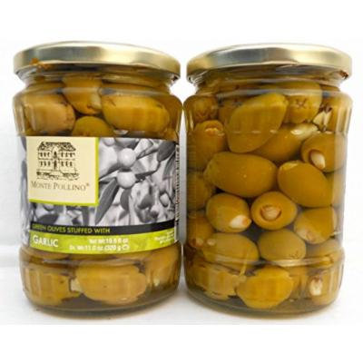 Garlic Stuffed Olives green (6 pack) 19.6oz jars Monte Pollino