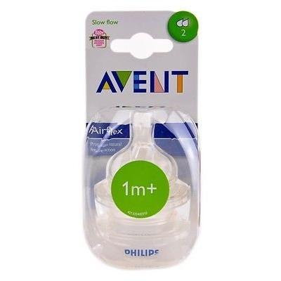 Philips Avent Airflex Silicone Nipple Slow Flow Bottle Teat 1m+ 1 Month 2-pack Good Gift for Mom and Baby Fast Shipping Ship Worldwide