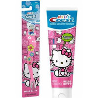 Hello Kitty Ready...Set...Brush! 2 Piece Set Includes: (1) Hello Kitty Soft Manual Toothbrush & (1) Crest Kid's Hello Kitty Bubble Gum Toothpaste 4.2 Oz