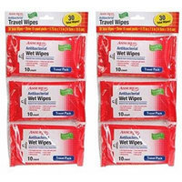 Antibacterial Resealable Wet Wipes, Small Travel Packs, 6 Count - Pack Of 2