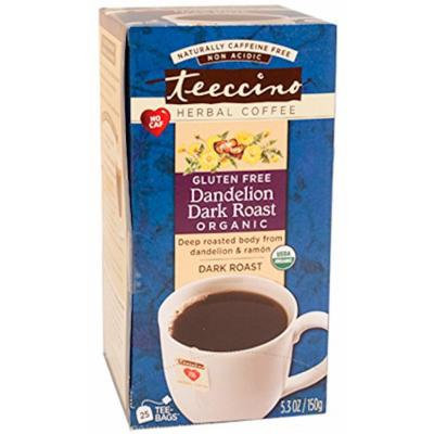 Teeccino Organic Dandelion Dark Roast Chicory Herbal Tea Bags, Gluten Free, Caffeine Free, Acid Free, 25 Count (Pack of 3)