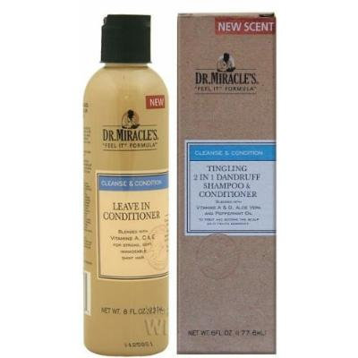 Dr. Miracles Cleanse & Condition Double Pack (Tingling 2 In 1 Dandruff Shampoo & Conditioner, Leave In Conditioner)