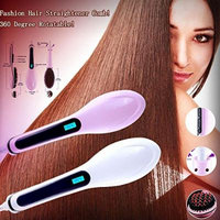 Hot Sale Professional Antomatic LCD Hair Straightener Comb Styling Machine Digital Perm Machine Electric Hair Straightening Comb (White)