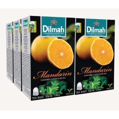 Dilmah Fun Tea, Mandarin, Single Origin Pure Ceylon, 20 Count String & Tag, (Pack of 6)